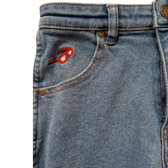 Rolla's Hightails High Rise Denim Shorts Embroidered Banana Beach Size 27/9 - Picture 9 of 13